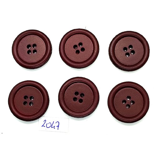 6 boutons en résine marron - 25mm - tr2047