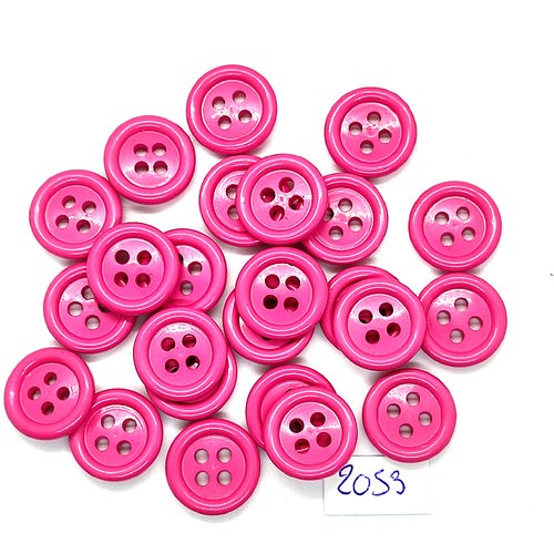 25 boutons en résine rose bonbon - 15mm - tr2053