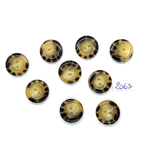 9 boutons en résine beige et marron - 18mm - tr2065