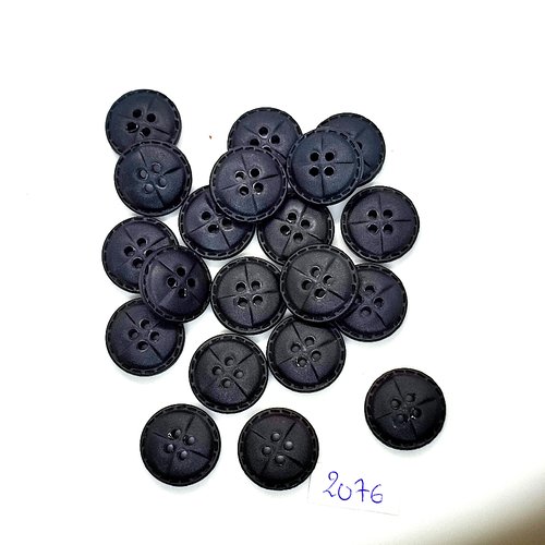 20 boutons en résine noir - 18mm - tr2076