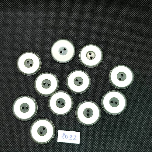 11 boutons en résine blanc et transparent - 22mm - tr2092