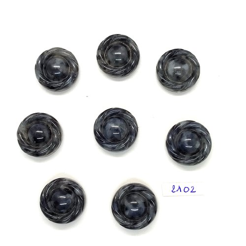 8 boutons en résine gris - 22mm - tr2102