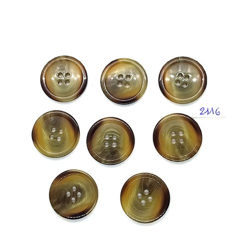 8 boutons en résine marron / beige - 26mm - tr2116