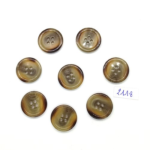 8 boutons en résine marron / beige - 20mm - tr2118