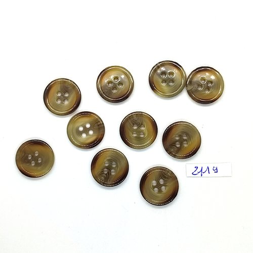 10 boutons en résine marron / beige - 18mm - tr2119