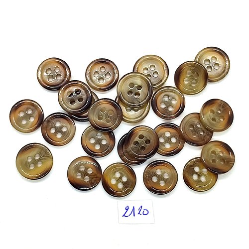 25 boutons en résine marron / beige - 15mm - tr2120