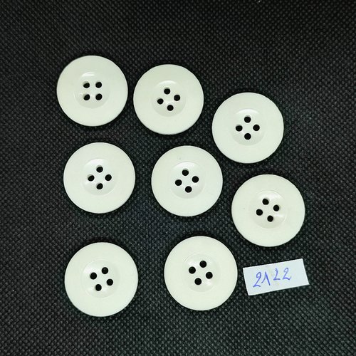 8 boutons en résine blanc - 25mm - tr2122