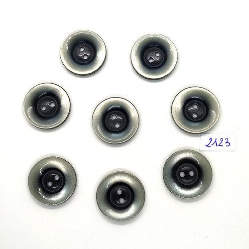 8 boutons en résine gris et noir - 25mm - tr2123