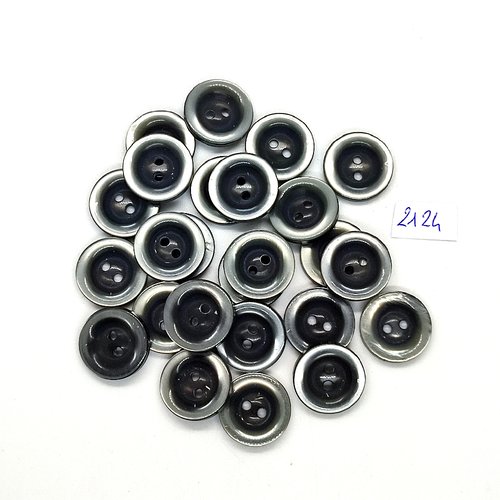 25 boutons en résine gris et noir - 18mm - tr2124