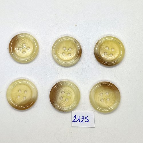6 boutons en résine beige et marron - 20mm - tr2125