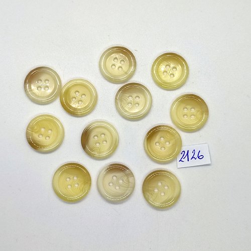 12 boutons en résine beige et marron - 18mm - tr2126