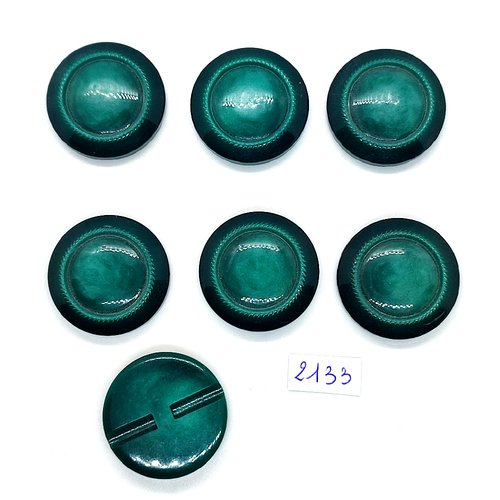 7 boutons en résine vert - 31mm - tr2133