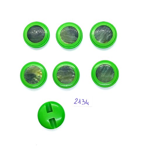 6 boutons en résine vert et gris - 23mm - tr2134