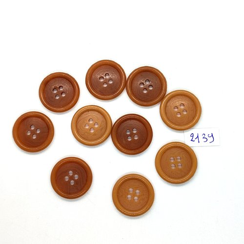 10 boutons en résine marron clair - 20mm - tr2139
