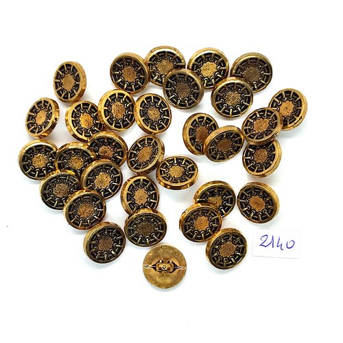 30 boutons en résine doré et noir - 14mm - tr2140