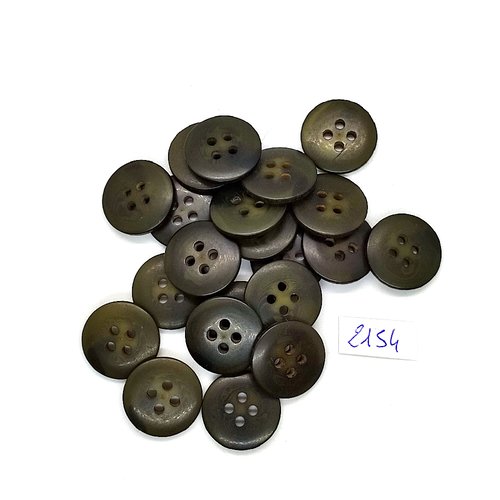 20 boutons en résine marron foncé / vert - 18mm - tr2154