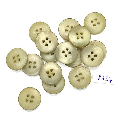 16 boutons en résine vert / beige - 18mm - tr2157