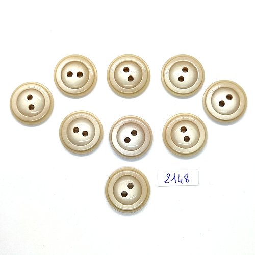 9 boutons en résine beige - 23mm - tr2148