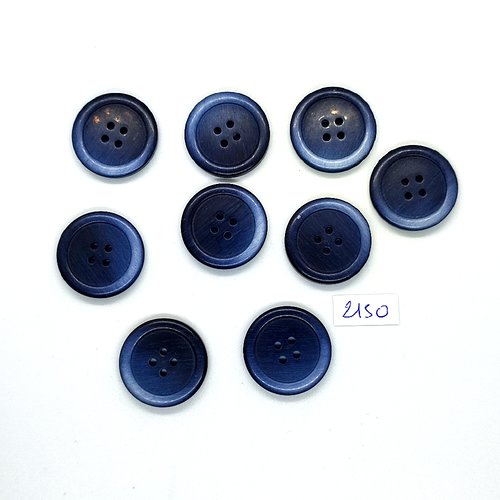 9 boutons en résine bleu - 25mm - tr2150