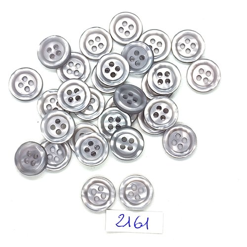 30 boutons en résine gris - 12mm - tr2161