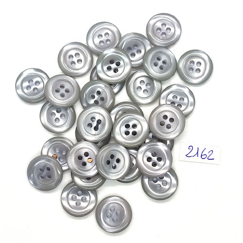 30 boutons en résine gris - 15mm - tr2162