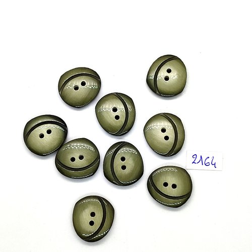 9 boutons en résine vert - 19x21mm - tr2164