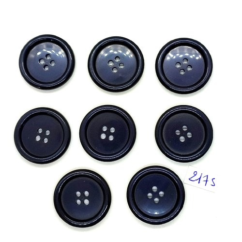8 boutons en résine gris très  foncé / bleu - 28mm - tr2175