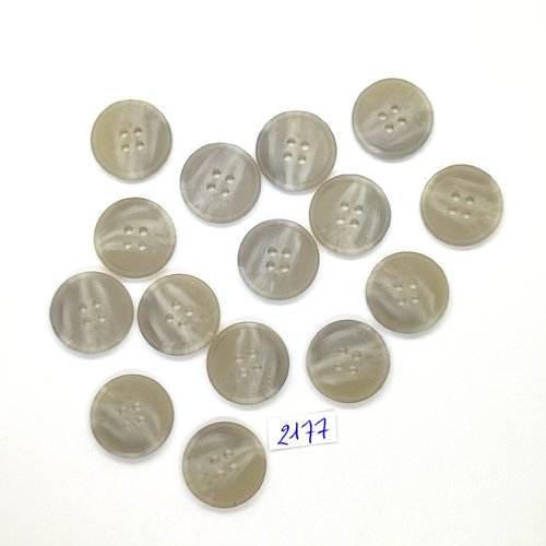 15 boutons en résine gris - 20mm - tr2177