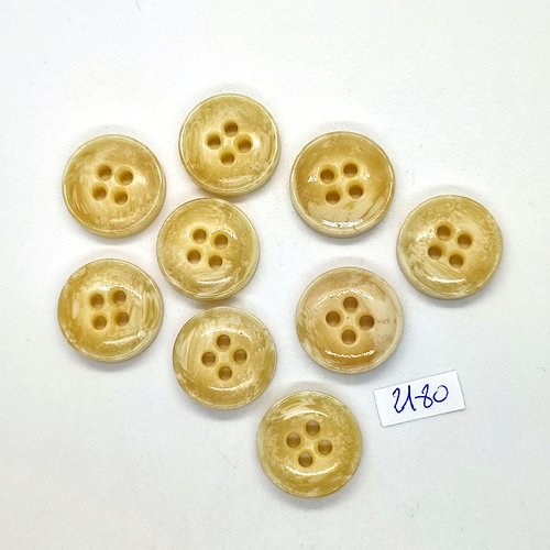 9 boutons en résine beige - 22mm - tr2180