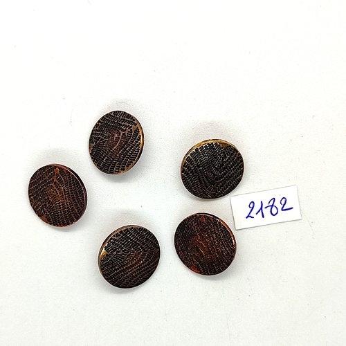 5 boutons en résine cuivre - 17mm - tr2182