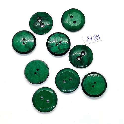 9 boutons en résine vert - 22mm - tr2189