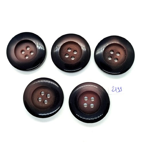 5 boutons en résine marron / violet - 39mm - tr2199
