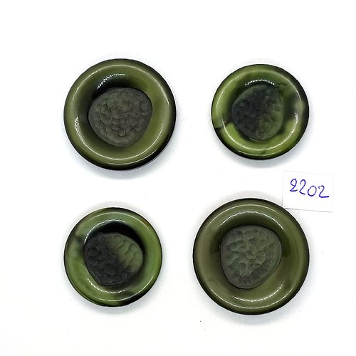 4 boutons en résine vert - 35mm et 30mm - tr2202