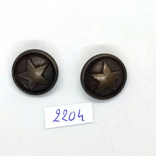 2 boutons en résine bronze (une étoile) - 18mm - tr2204