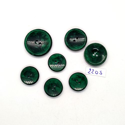 7 boutons en résine vert - 27mm - 22mm et 18mm - tr2205