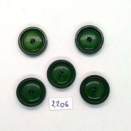 5 boutons en résine vert - 22mm - tr2206