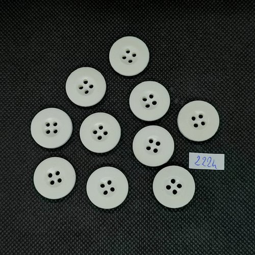 10 boutons en résine blanc - 20mm - tr2224