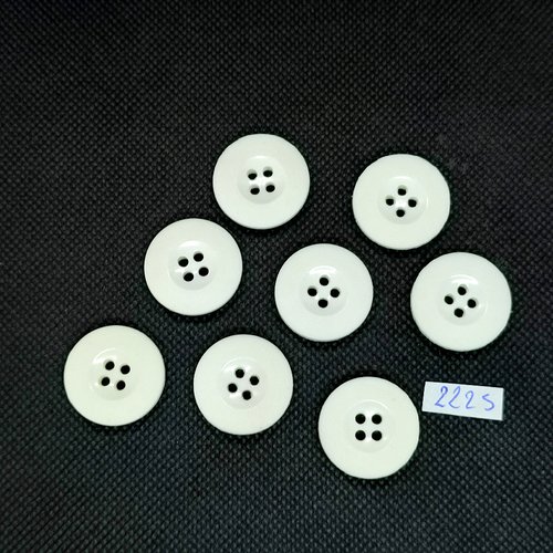 8 boutons en résine blanc - 22mm - tr2225