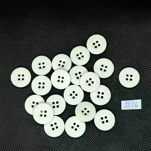 20 boutons en résine blanc - 18mm - tr2226