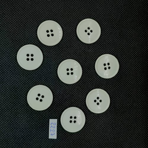 9 boutons en résine blanc - 22mm - tr2227