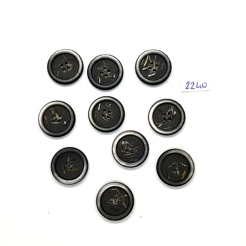 10 boutons en résine gris - 20mm - tr2240