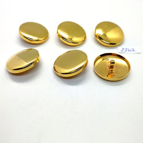 6 boutons en métal doré - 27mm - tr2242