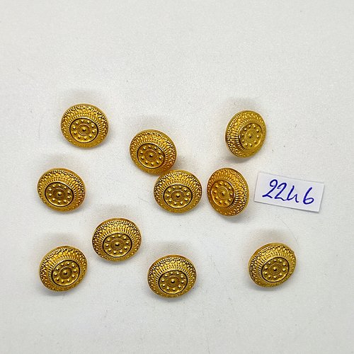 10 boutons en résine doré - 12mm - tr2246