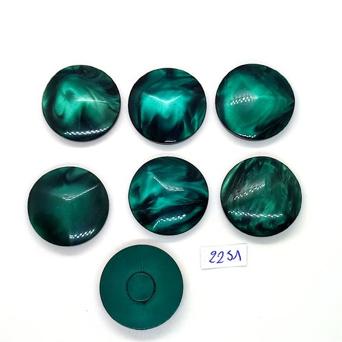 7 boutons en résine vert - 31mm - tr2251