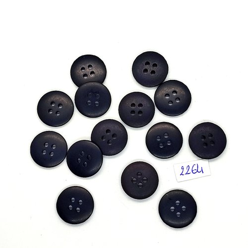 14 boutons en résine noir - 18mm - tr2264