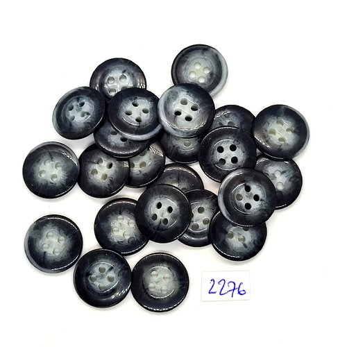 23 boutons en résine gris / bleu - 18mm - tr2276