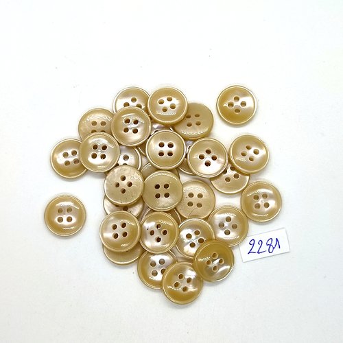 30 boutons en résine beige - 15mm - tr2281