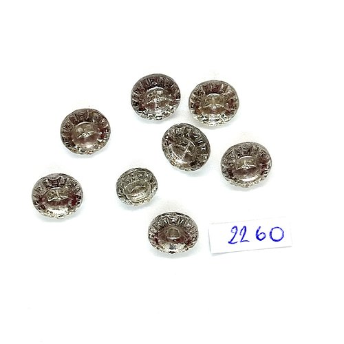 8 boutons en résine cuivre transparent - 12mm et 10mm - tr2260