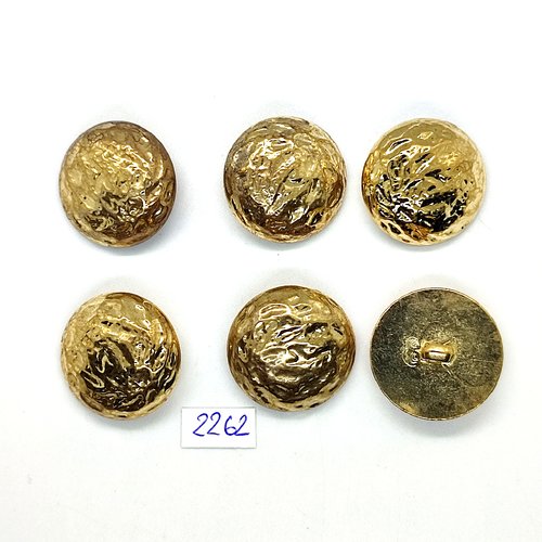 6 boutons en résine doré - 27mm - tr2262