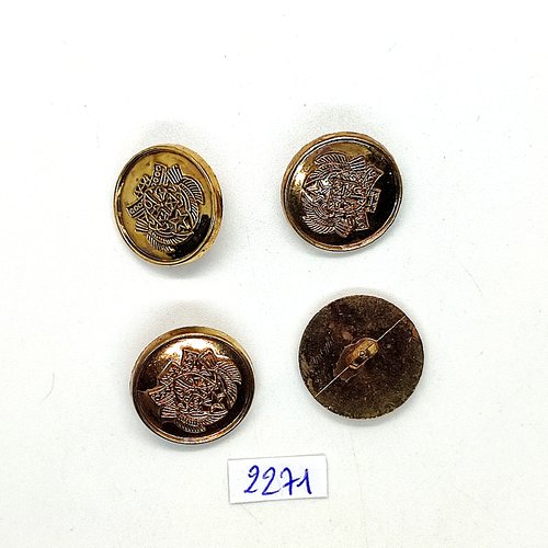 4 boutons en résine doré (blason) - 21mm - tr2271